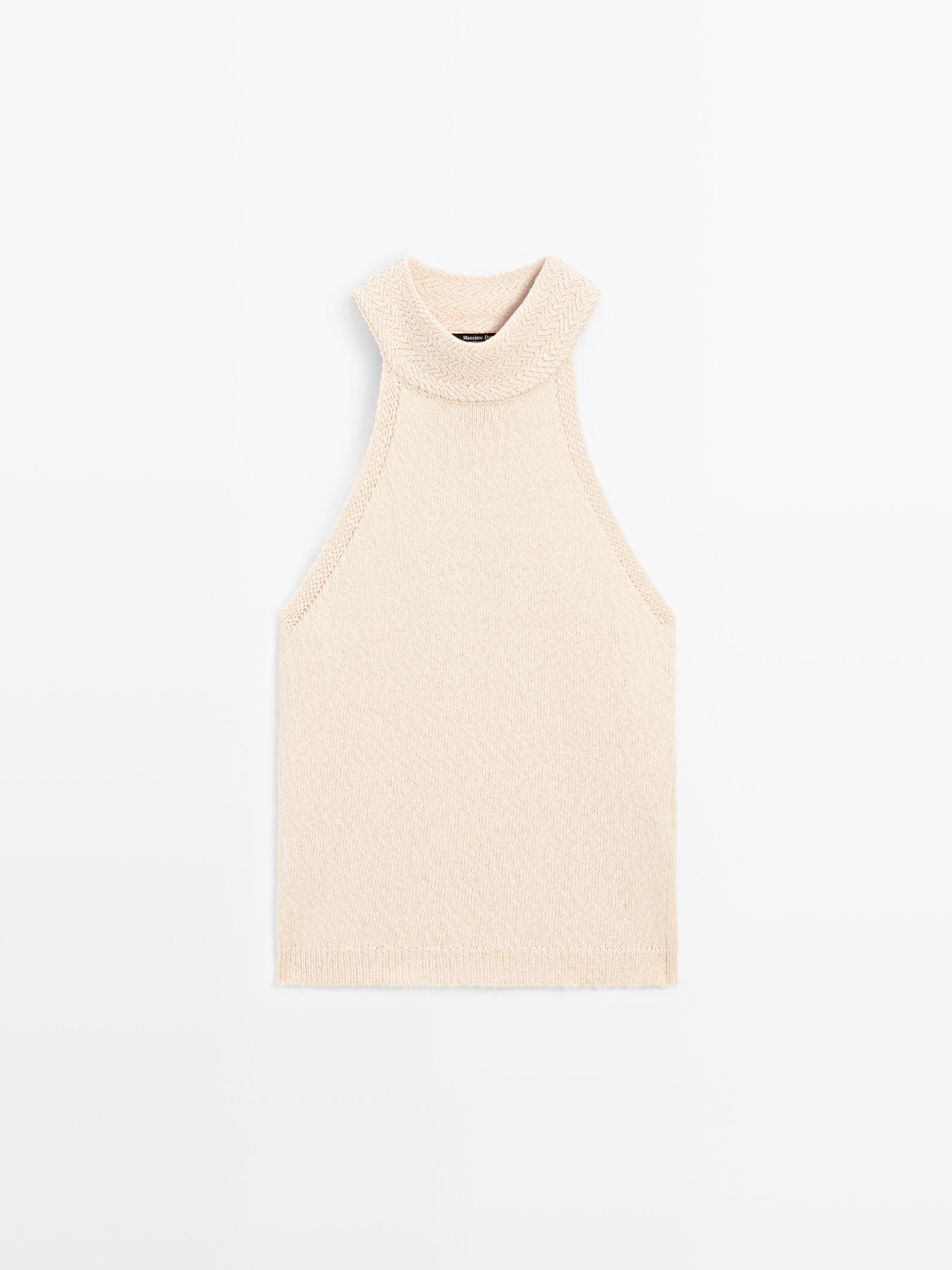 Textured knit halterneck top